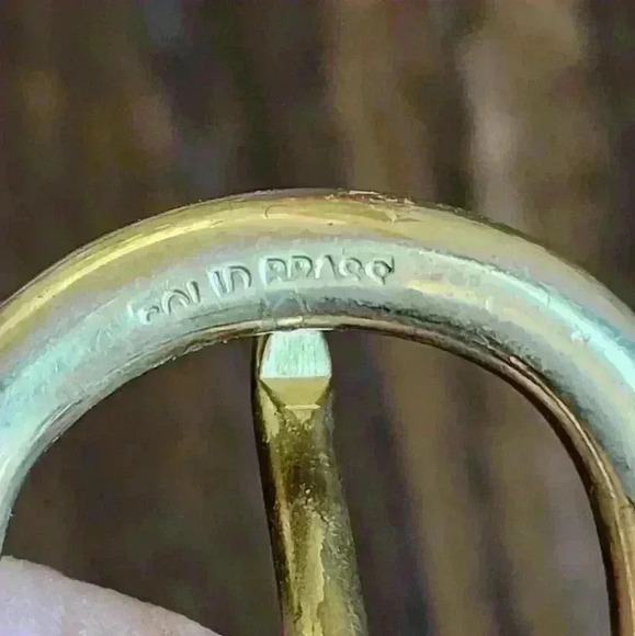 Genuin Leather And Brass 34" Belt Taupe - Picture 3 of 5